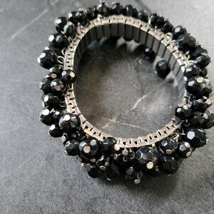 funky plastic black bead bracelet